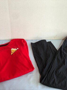 SET of NWT Cat & Jack XL 14 Red Pizza Long Sleeve Shirt & All in Motion 14 Pants